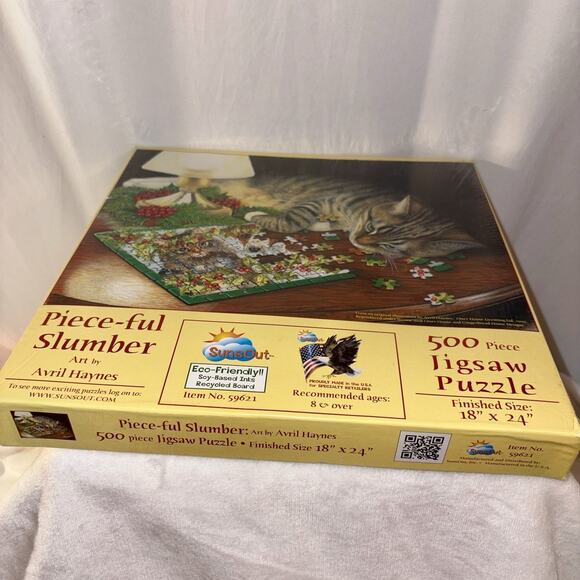 SunsOut: PIECE-FUL SLUMBER By AVRIL HAYNES 500 Piece Puzzle CL59621 New/Sealed - Picture 4 of 5